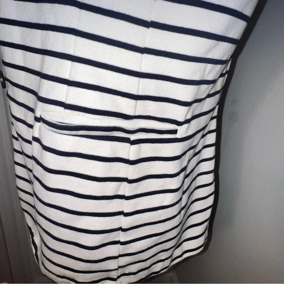 Old Navy,L,off white navy striped long sleeve collared, button front knit jacket - Picture 5 of 12